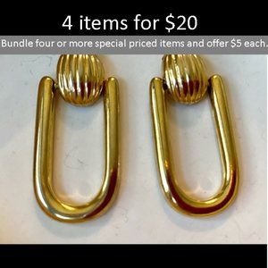 Vintage Gold Toned Door Knocker Style Pierced Earrings